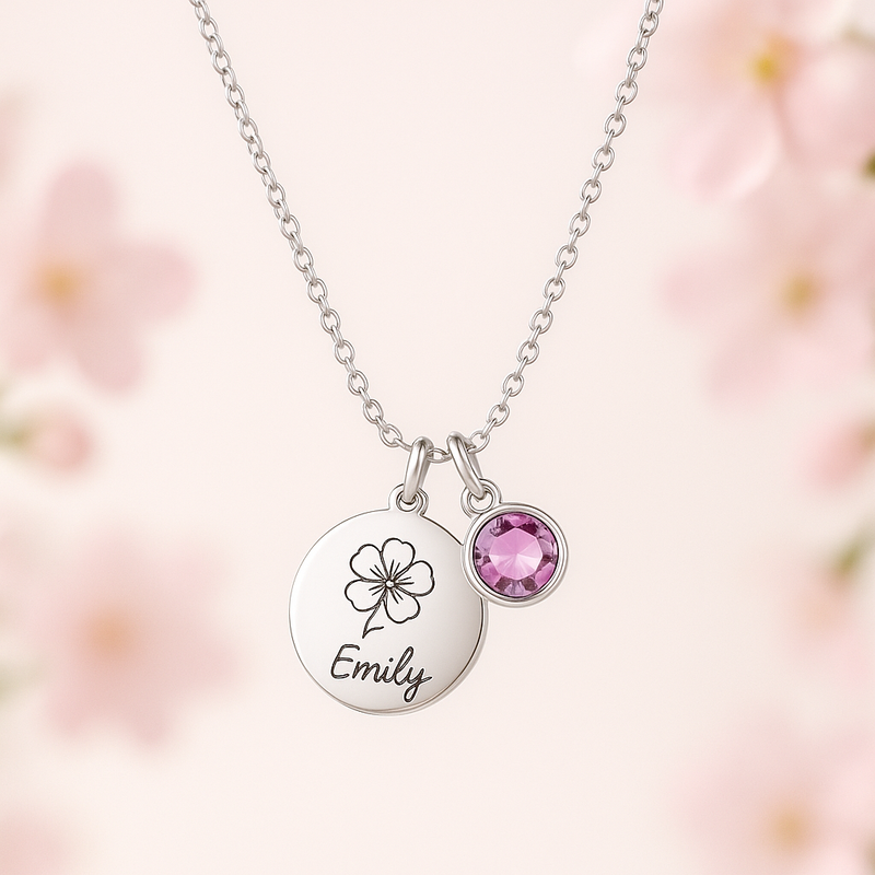 Dedicate Women’s Birthstone Necklace: Boost B2B Sales with Custom Flower Charm and Personalized Jewelry Manufacturing