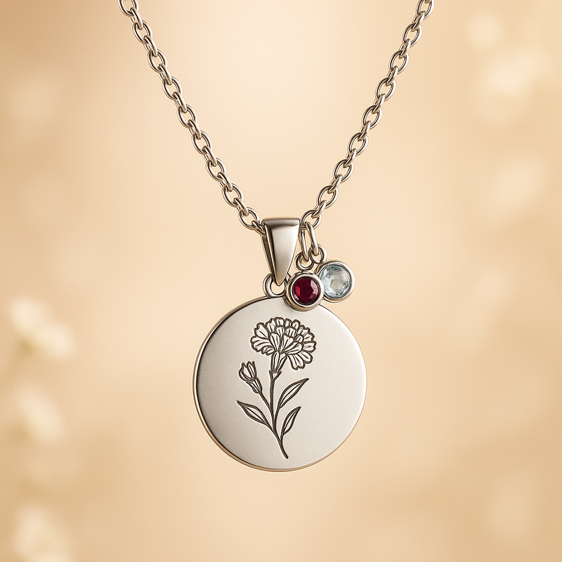 Dedicated Women’s Gift Necklace: OEM/ODM Solutions for Custom Birth Month Flower and Birthstone Charm Jewelry