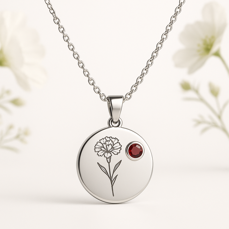 Boost Business with Dedicate Women's Gift Necklace: Custom Birth Flower & Birthstone Jewelry for Wholesale Growth