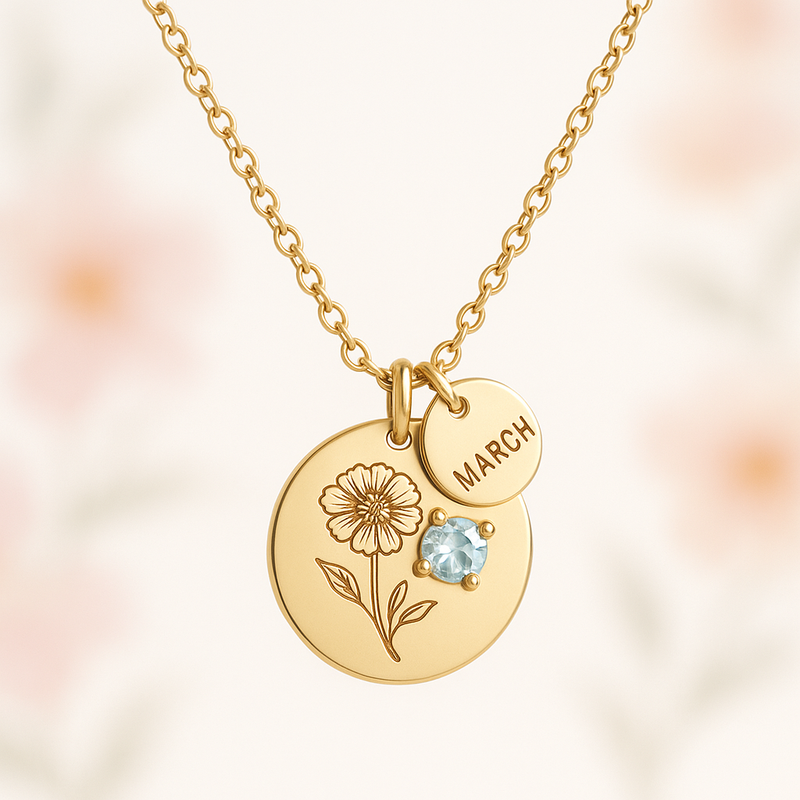 Dedicate Women’s Gift Necklace: Elevate Your Brand with Custom Birth Flower Birthstone Jewelry & Personalized Charm Designs