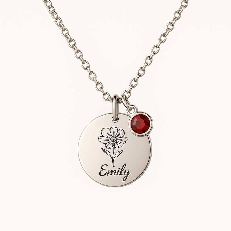Dedicated Women’s Gift: Custom Birth Month Flower Birthstone Charm Necklace for Wholesale Customization & Business Growth