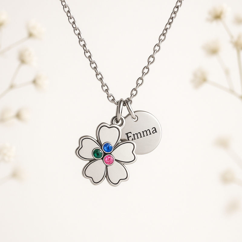 Dedicated Women's Birth Month Necklace: Boost Your Brand with Custom Flower Birthstone Jewelry & Personalized Charm Designs