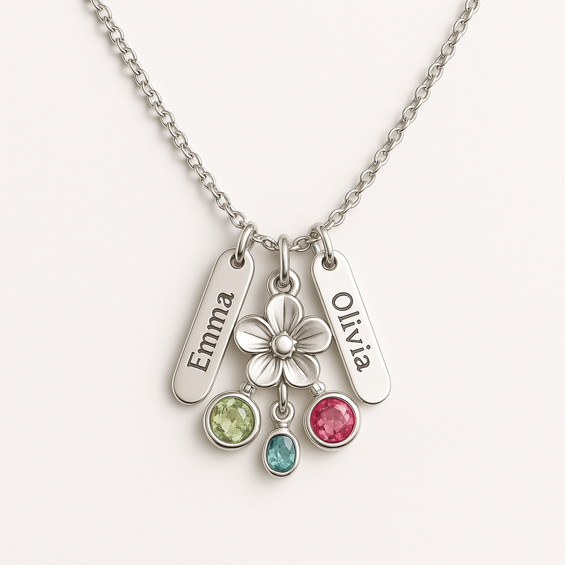 Custom Birthstone Flower Necklace Designs for OEM/ODM: Boost B2B Growth with Personalized Women's Charm Gifts