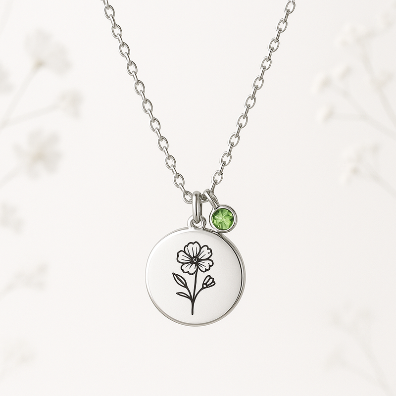 Boost Wholesale Sales with a Dedicate Women's Gift Necklace: Custom Birth Month Flower Charms & Personalized Birthstone Options
