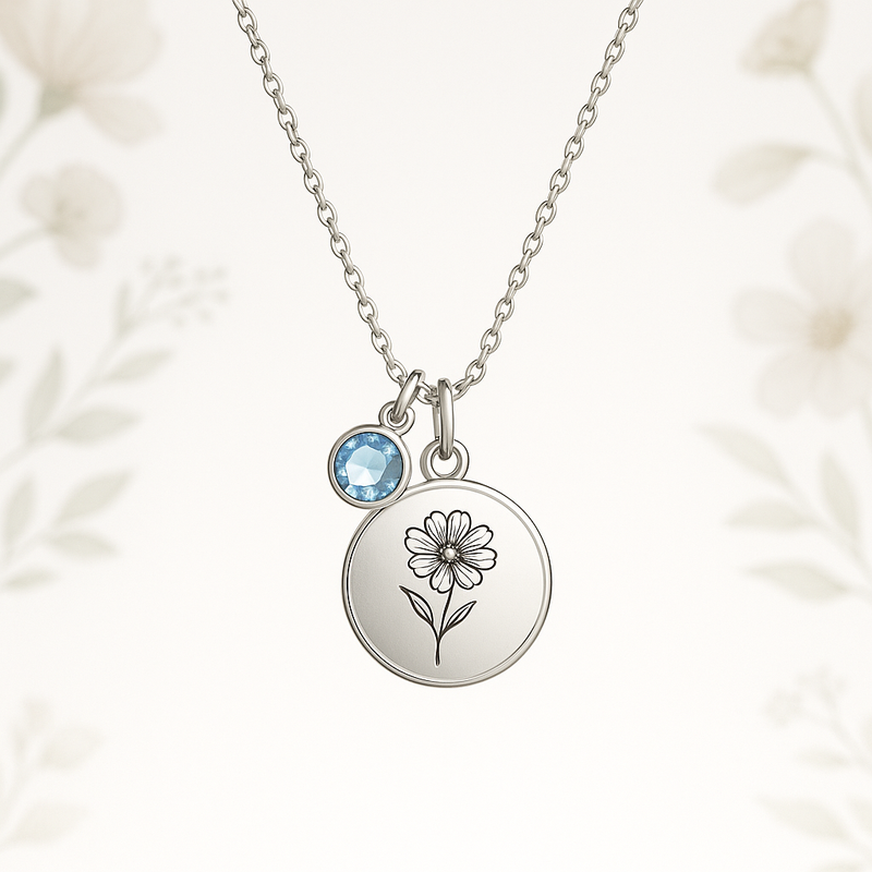 Dedicate Women's Gift Necklace: Boost Sales with Custom Birthstone Charm & Flower Jewelry at Low MOQ
