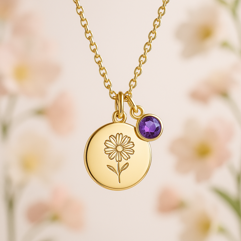 Dedicate Women's Gift Custom Birth Month Flower Birthstone Charm Necklace – Premium OEM/ODM Jewelry Solutions for Your Brand