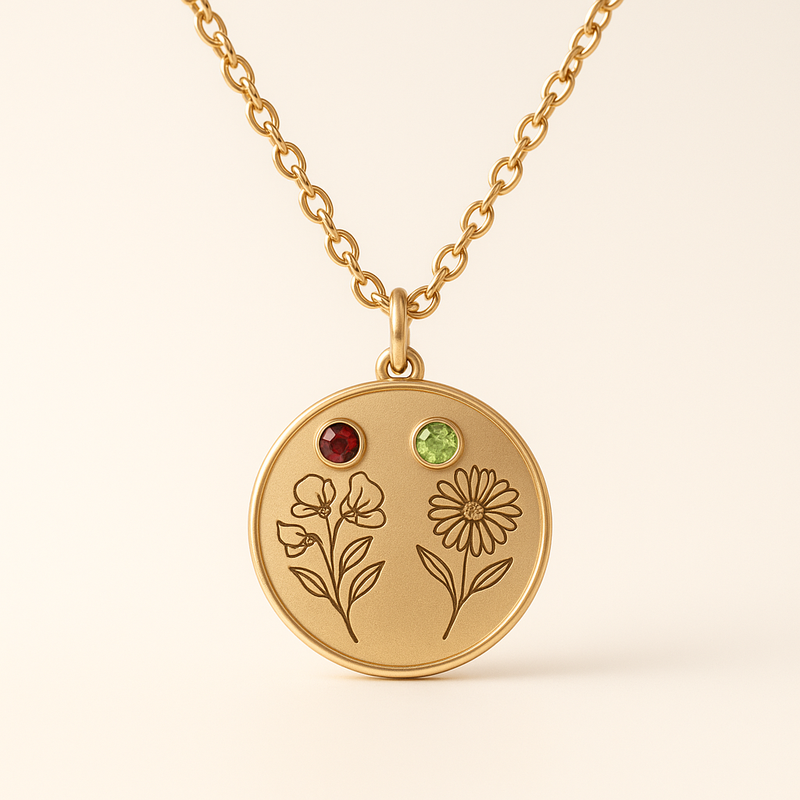 Dedicate Women's Gift Necklace: Customizable Stainless Steel Jewelry for B2B Growth with Birth Month Flowers & Birthstones