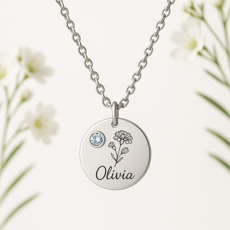 Dedicating Women's Birthstone Necklace, Custom Birth Flower Charm Jewelry & Personalized Birth Month Gifts for Her: Wholesale Customization for Jewelry Brands