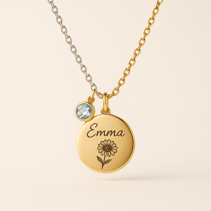 Custom Birthstone Charm Necklace: The Ultimate Women's Gift with Birth Month Flower and Personalized Options for Business Growth