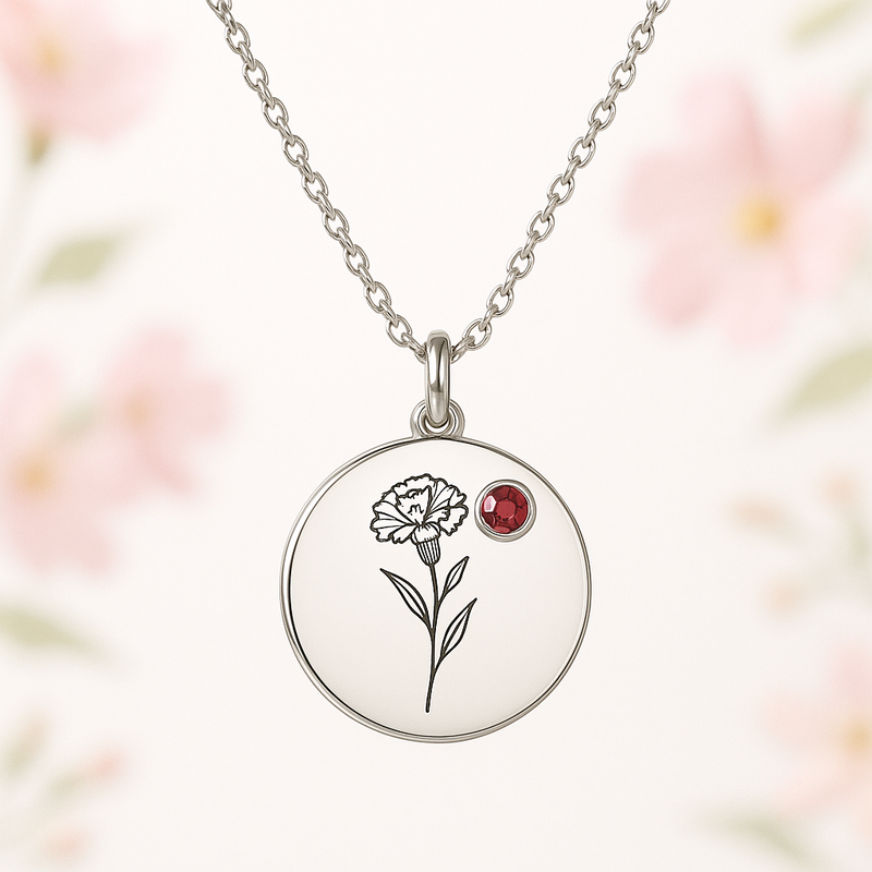 Dedicate Women's Gift Custom Birth Month Flower Birthstone Charm Necklace: Boost B2B Growth with Personalized Jewelry Manufacturing