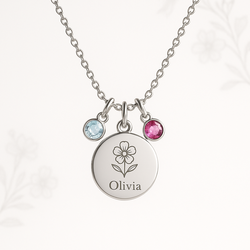 Custom Birthstone Flower Necklace: Boost Your Brand with Personalized Women's Charms & Low MOQ Gift Solutions