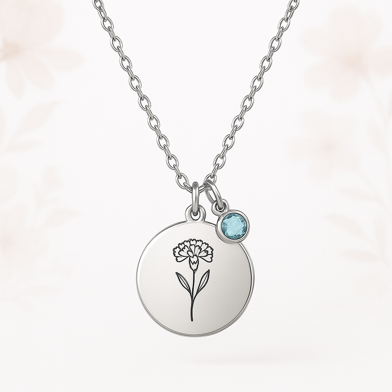 Dedicate Women's Gift Custom Birth Month Flower Birthstone Charm Necklace: OEM/ODM Manufacturing for Personalized Jewelry Growth