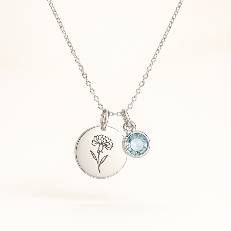 Elevate Your Jewelry Line with a Dedicate Women's Gift Necklace Featuring Custom Birth Month Flower & Birthstone Charms