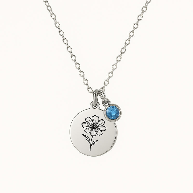 Dedicate Women’s Gift Necklace: Boost Business with Custom Birth Month Flower & Birthstone Charm Jewelry Manufacturing