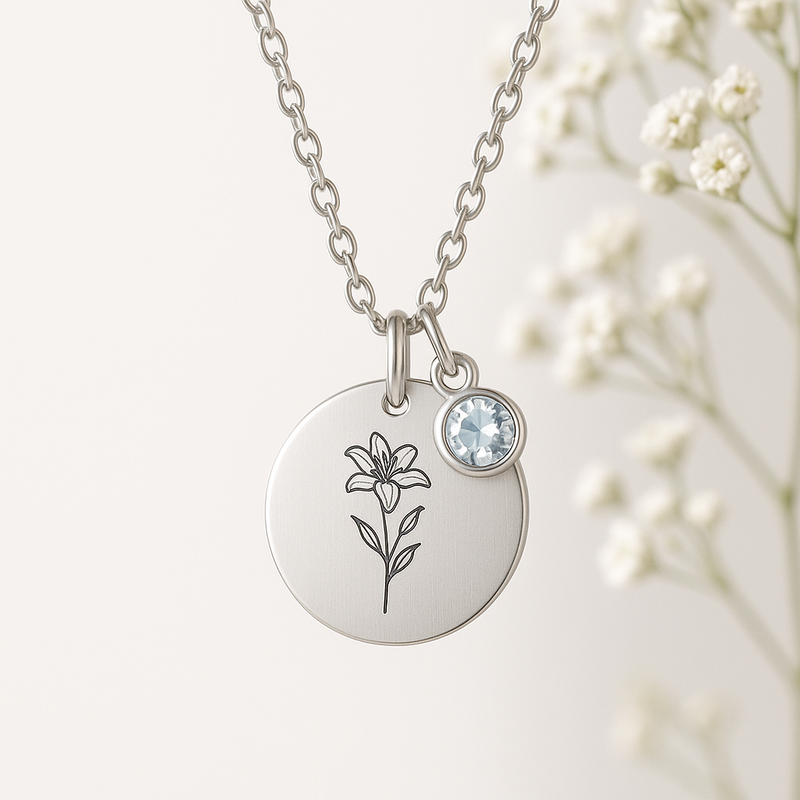 Custom Birth Flower Birthstone Necklace: Boost Sales with Durable, Low MOQ Personalized Jewelry for Women