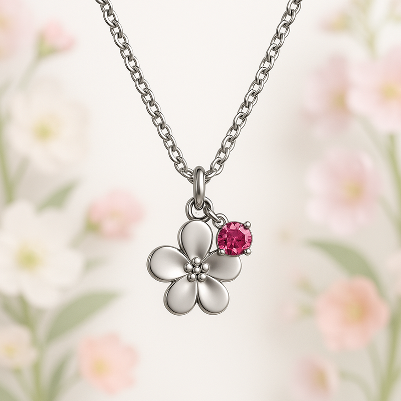 Dedicated Women's Birthstone Flower Necklace: OEM/ODM Solutions for Custom Birth Month Charm Jewelry Gifts