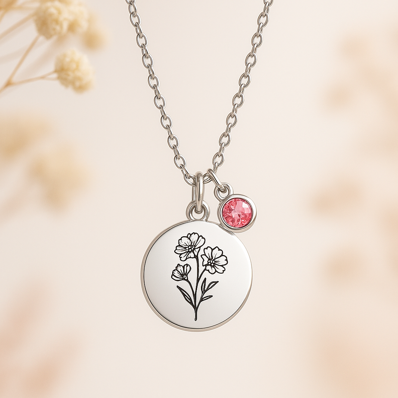 Dedicate Women's Gift Necklace for Wholesale: Unlock Customization with Birth Month Flower & Birthstone Charms