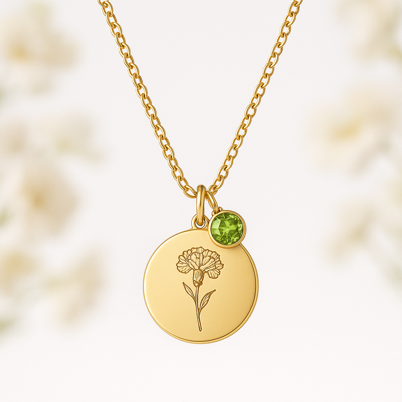 Dedicate Women's Gift Custom Birth Month Flower Necklace: The Perfect Personalized Birthstone Flower Charm Necklace for Your Business