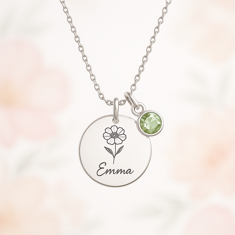 Elevate Your Jewelry Line with a Dedicate Women's Gift Custom Birth Month Flower Birthstone Charm Necklace: Low MOQ & High Profit