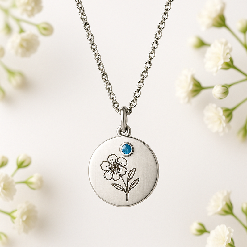 Dedicate Women's Gift Custom Birth Month Flower Birthstone Charm Necklace: Wholesale Personalization for Growing Jewelry Brands