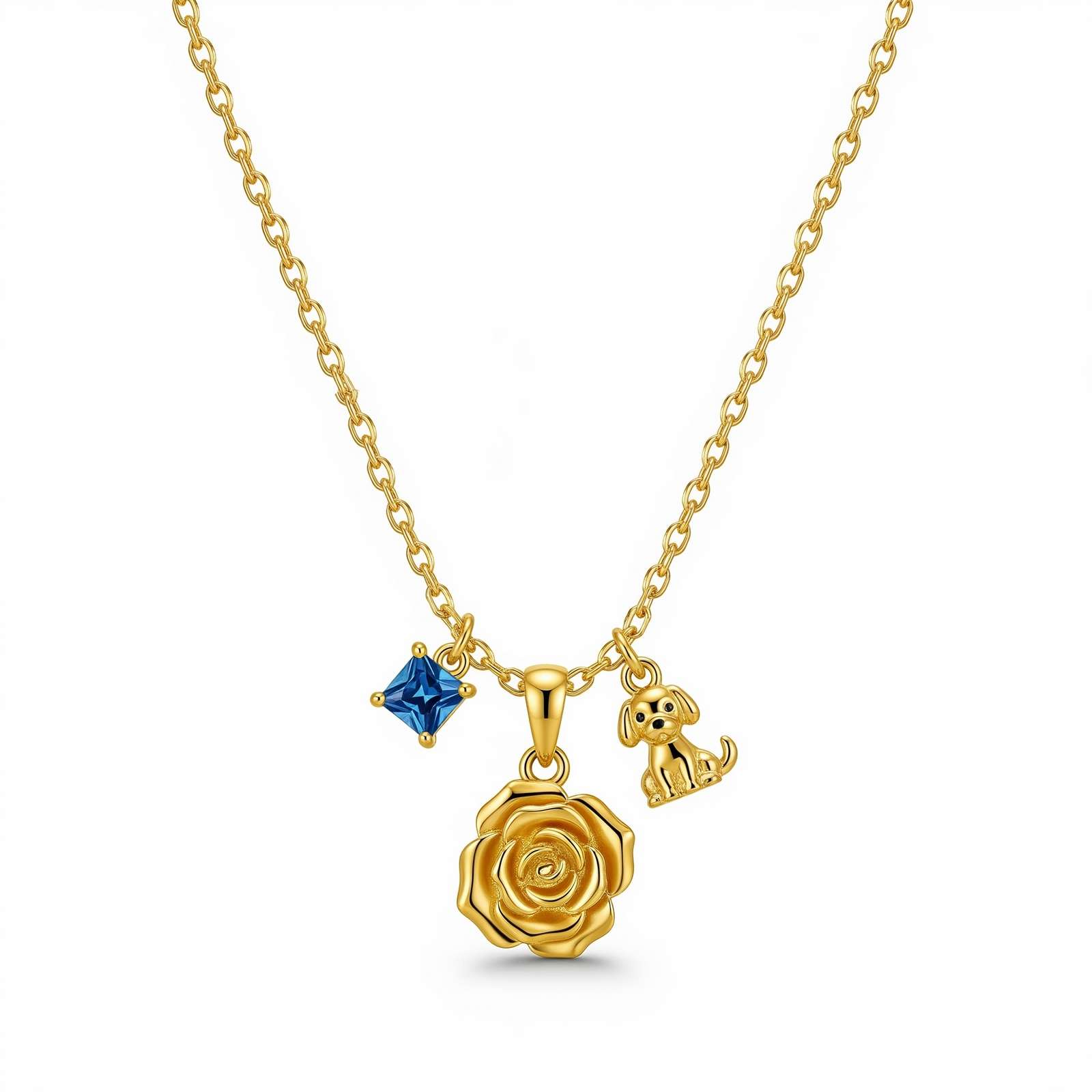 Dedicated Women's Gift Custom Birthstone Necklace – Personalized Flower and Birthstone Charm Jewelry – Custom Birth Month Flower Necklace for Her