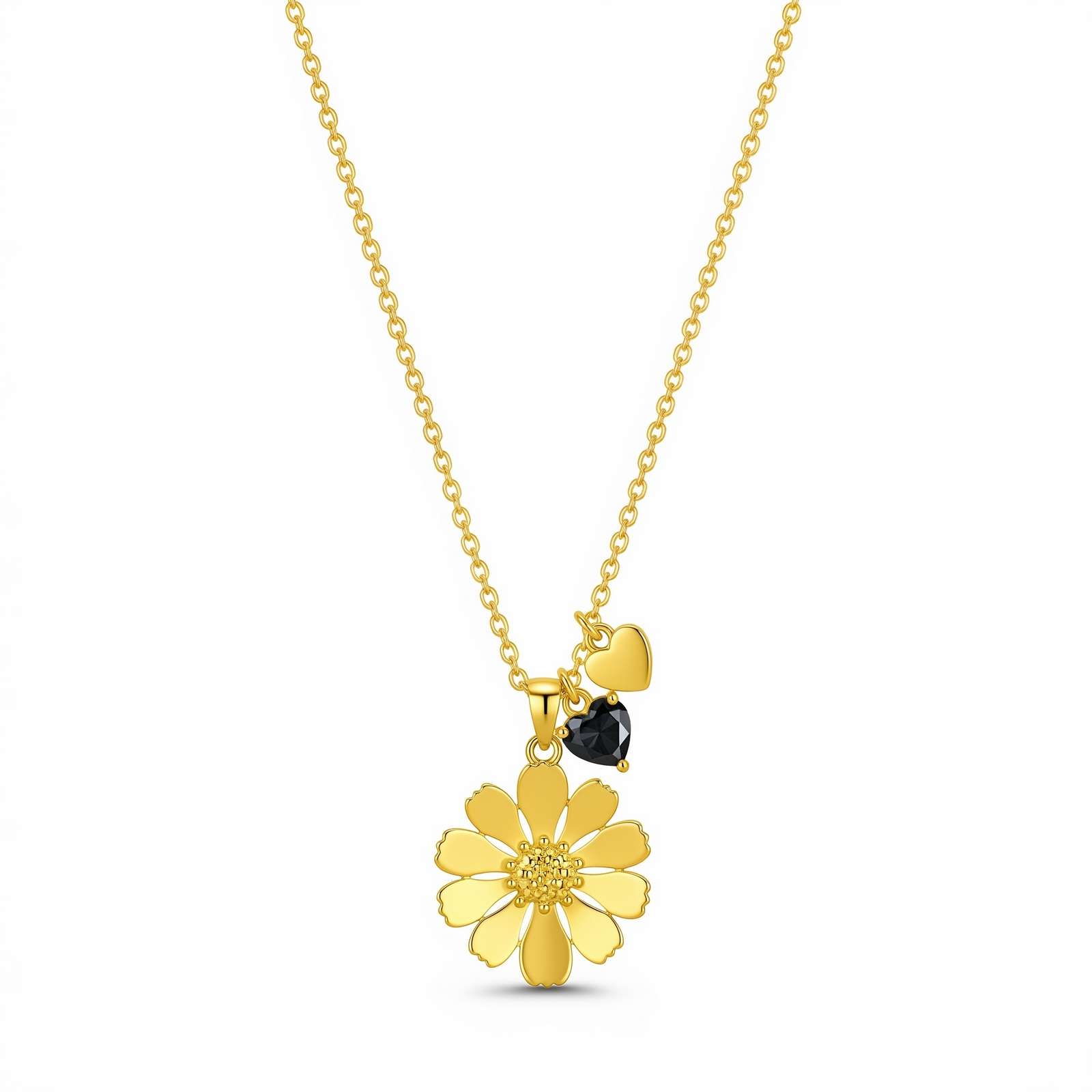 Women's Flower Birthstone Necklace - Custom Birth Month Flower Charm in Yellow Gold
