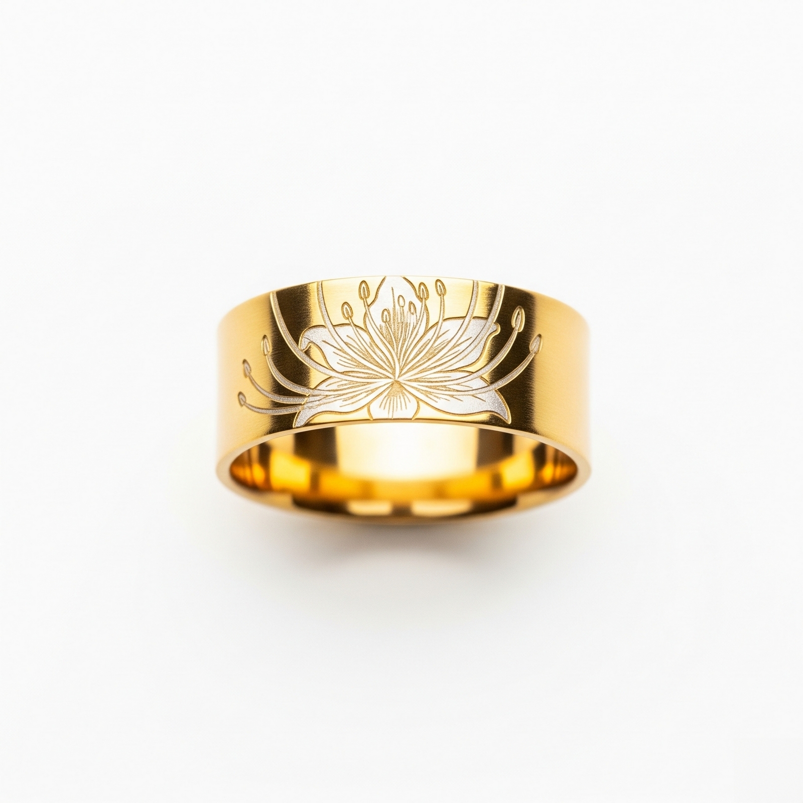 Dainty Keepsake Birth Flower Ring – Personalized 12 Month Flower Band in Engraved Gold Stainless Steel Floral Ring for Everyday Elegance