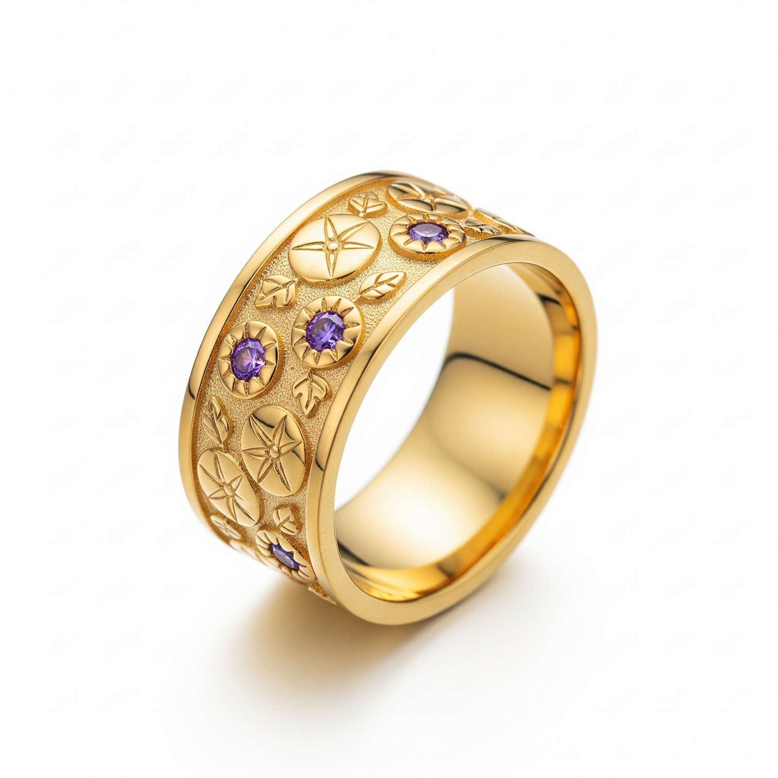 Dainty Keepsake Birth Flower Ring – Gold Birthstone Floral Band with Customized 12 Month Gemstone Ring Design, Symbolic & Elegant for Every Occasion