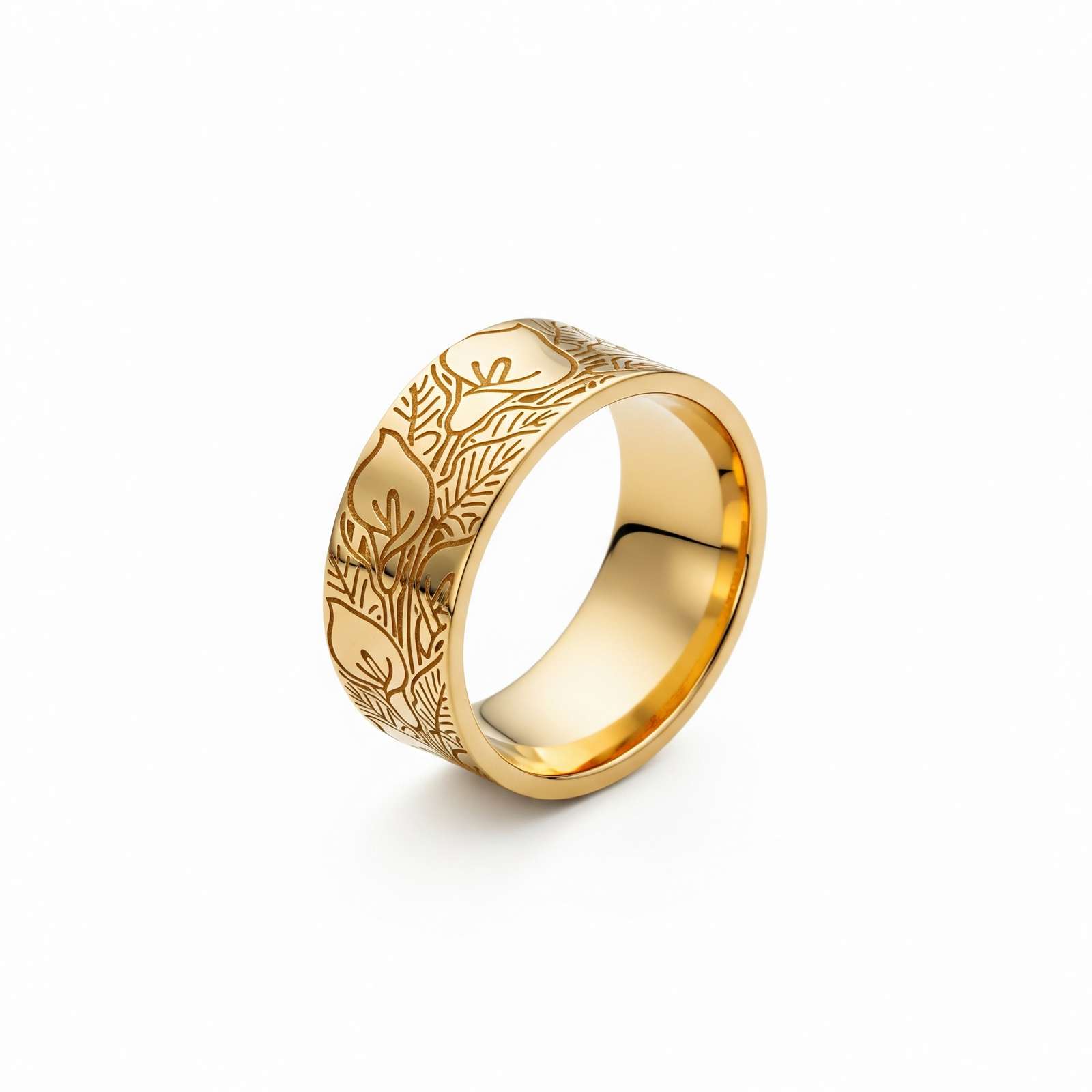 Dainty Keepsake Birth Flower Ring – Engraved Floral Gold Band Ring with Personalized 12 Month Flower Ring Design, a Timeless Symbol of Elegance & Memory