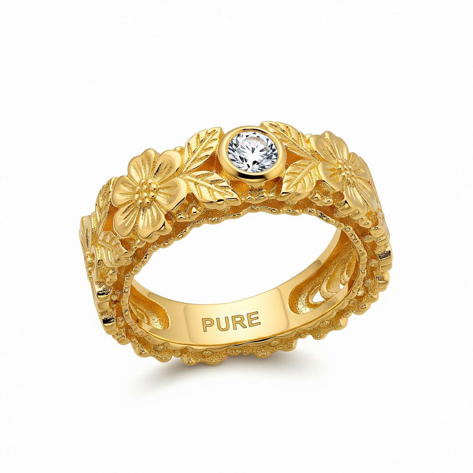Elegant Dainty Floral Ring – Custom Birth Flower Ring with Exquisite Detailing – Premium Stainless Steel Keepsake Ring for Timeless Beauty