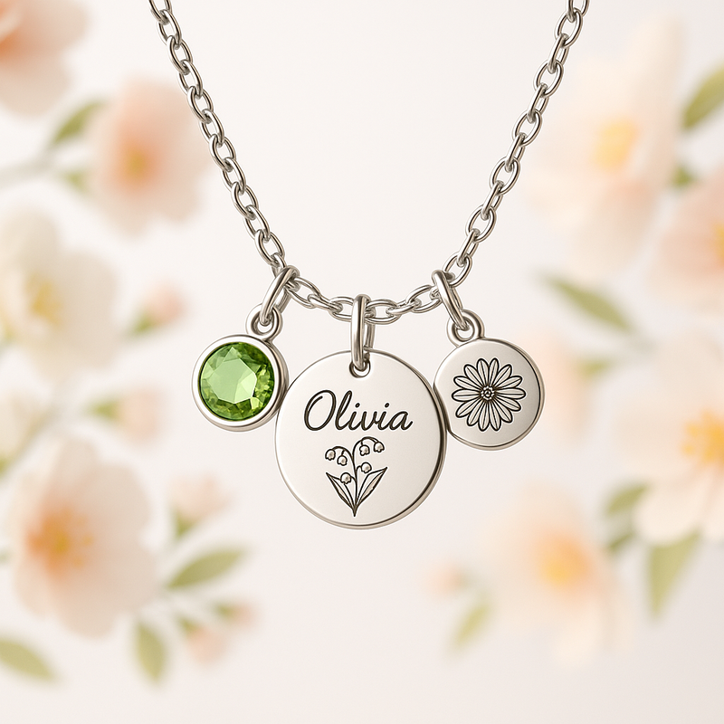 Custom Birthstone Charm Necklace: A Trendy, Dedicated Women’s Gift Necklace for Business Growth in Stainless Steel Jewelry