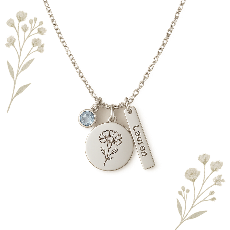Dedicated Women's Birthstone Necklace: Custom Birth Month Flower Jewelry & Personalized Charm Necklace Manufacturing for Wholesale Growth