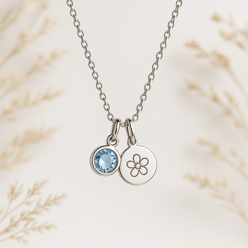 Dedicated Women's Gift Necklace: Boost Sales with Custom Birthstone & Flower Charm Designs for B2B Jewelry Growth