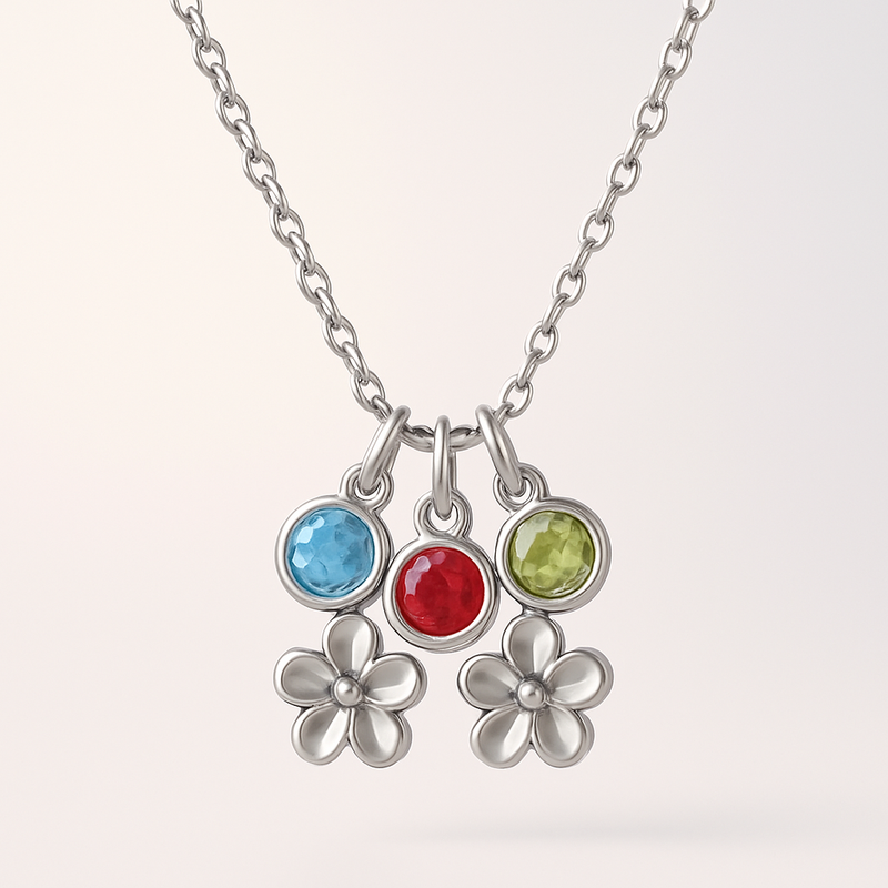 Women's Custom Birthstone Charm Necklace: OEM Solutions for Personalized Birthstone Flower Jewelry Wholesale
