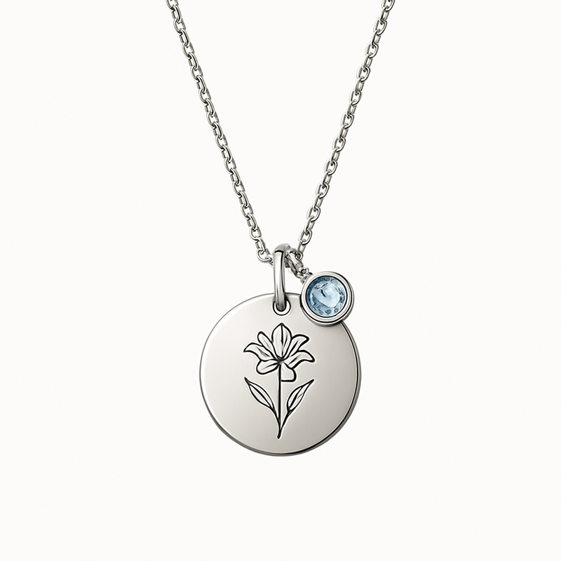 Custom Birth Month Flower Necklace: A Dedicated Women's Gift Necklace with Personalized Birthstone Charm Jewelry for Business Growth