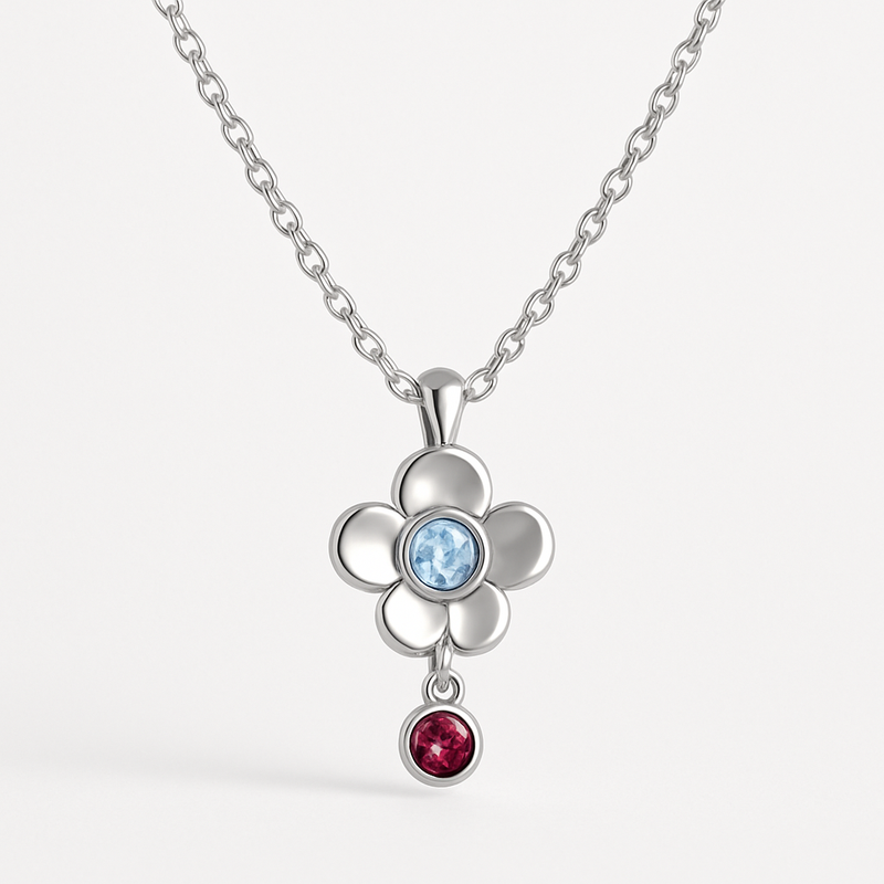 Custom Birthstone Flower Necklace: The Perfect Dedicated Women’s Custom Gift Necklace for Personalized Birth Month Charm Jewelry