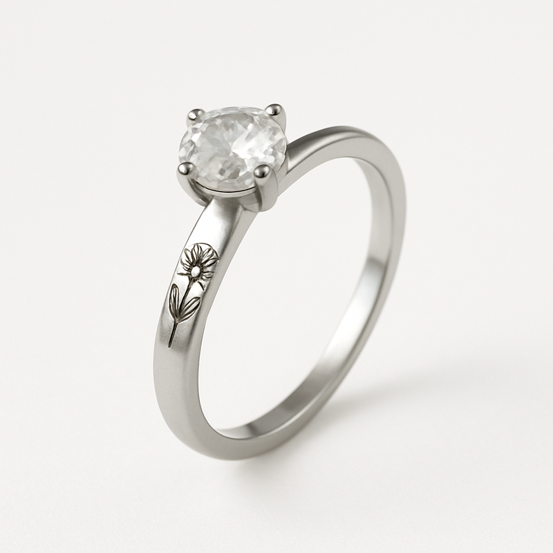 Dainty Keepsake Birth Flower Ring: The Perfect Customized Stainless Steel Ring for Your 12-Month Birth Flower Keepsake Collection
