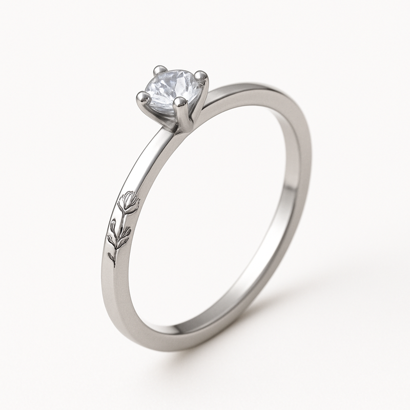 Dainty Keepsake Birth Flower Ring: 12-Month Customized Stainless Steel Ring for Wholesale Customization and Business Growth