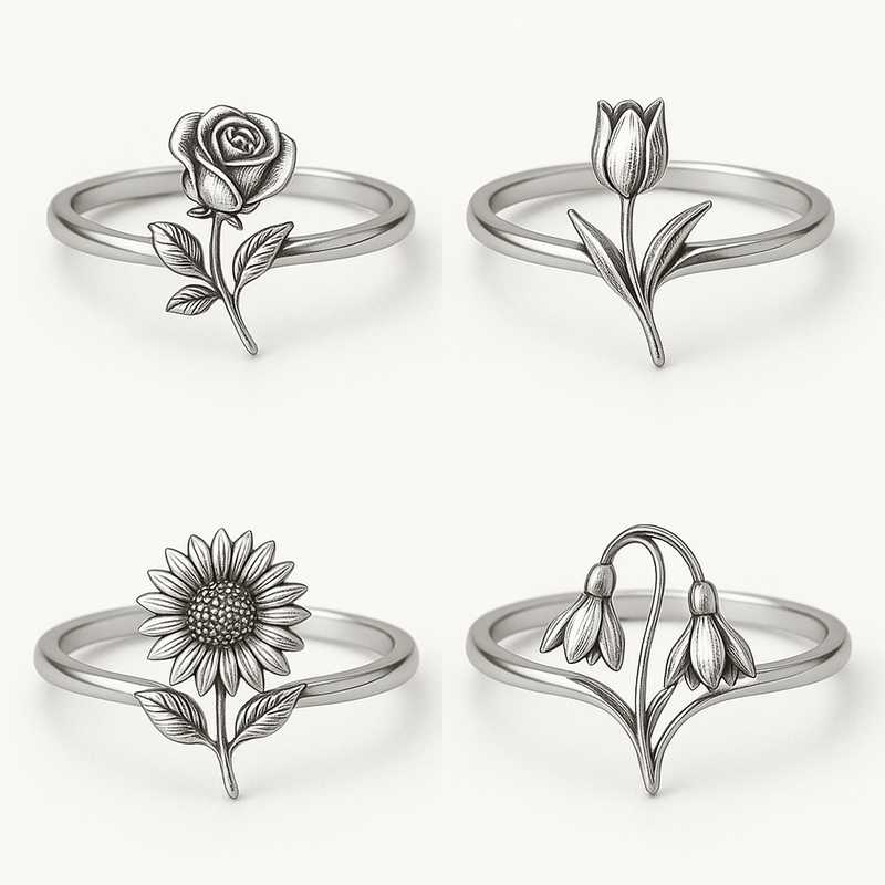 Seasonal & Holiday-Inspired Custom Birth Flower Rings - Featured Image