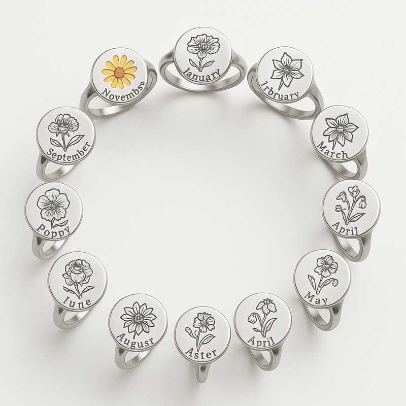 Seasonal & Holiday-Inspired Custom Birth Flower Rings - Featured Image