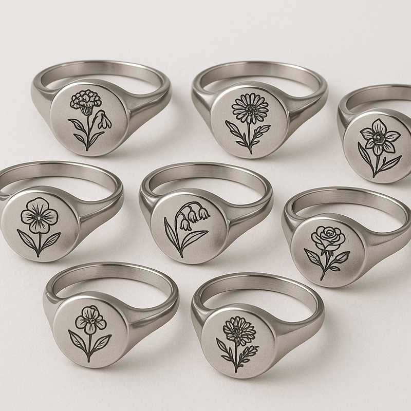Seasonal Charm: Custom Stainless Steel Birth Flower Rings for Every Occasion - Featured Image