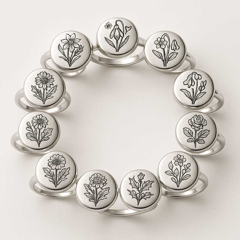 Festive & Seasonal Birth Flower Rings: Custom Stainless Steel Collections - Featured Image