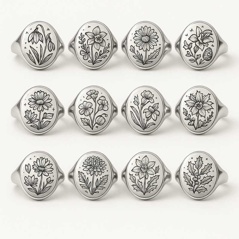 Festive Bloom Series: Seasonal & Holiday Birth Flower Rings - Featured Image