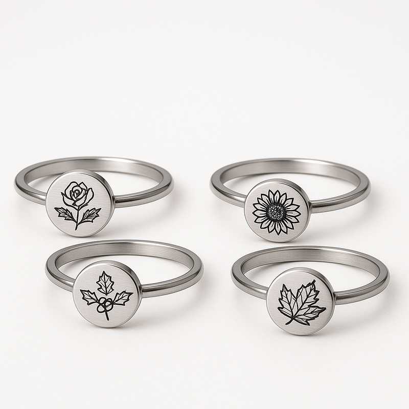 Festive & Seasonal Birth Flower Rings: Custom Stainless Steel Creations - Featured Image
