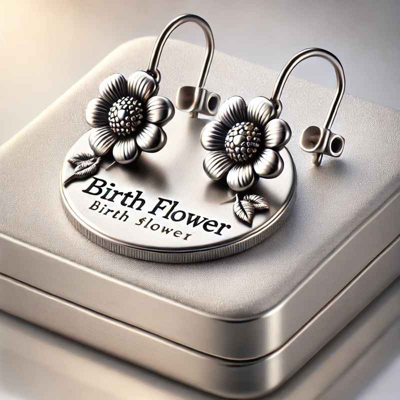 Custom Stainless Steel Birth Flower Earrings – Personalized Floral Drop Earrings with Birth Month Floral Dangle