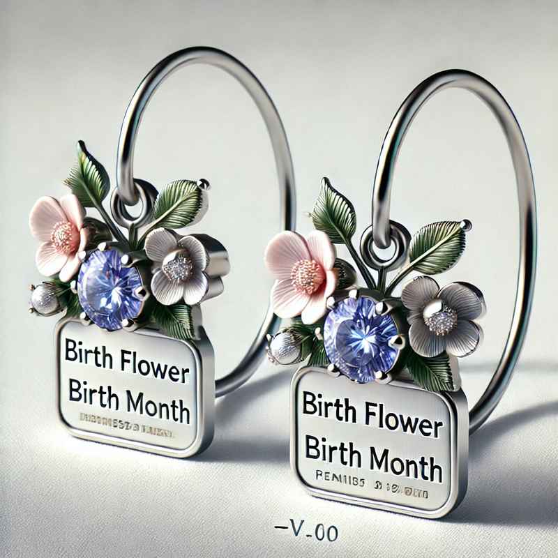 Custom Birth Flower Dangle Earrings | Stainless Steel Floral Birth Month Earrings