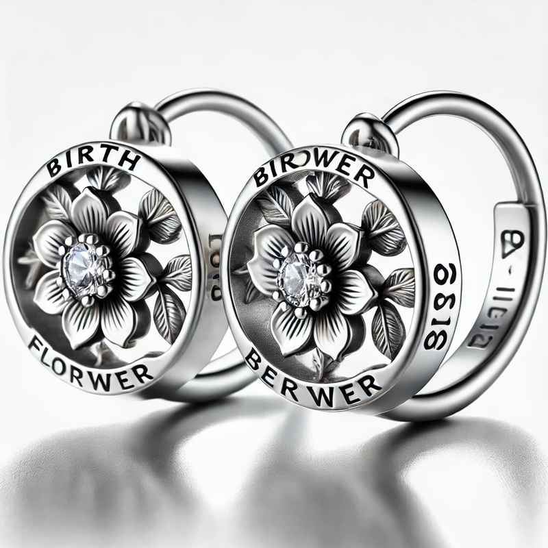 Custom Stainless Steel Birth Flower Earrings, Personalized Birth Month Floral Earrings, Stainless Steel Dangle Birth Flower Earrings