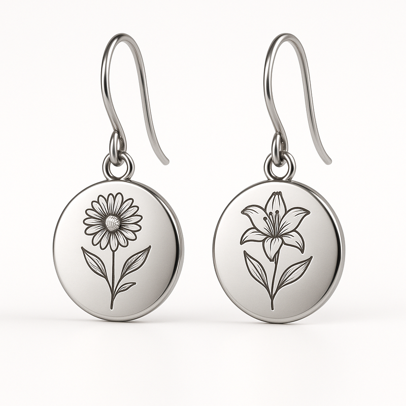 Custom Stainless Steel Birth Flower Earrings: Wholesale Opportunities for Personalized Birth Month Floral Drop Earrings