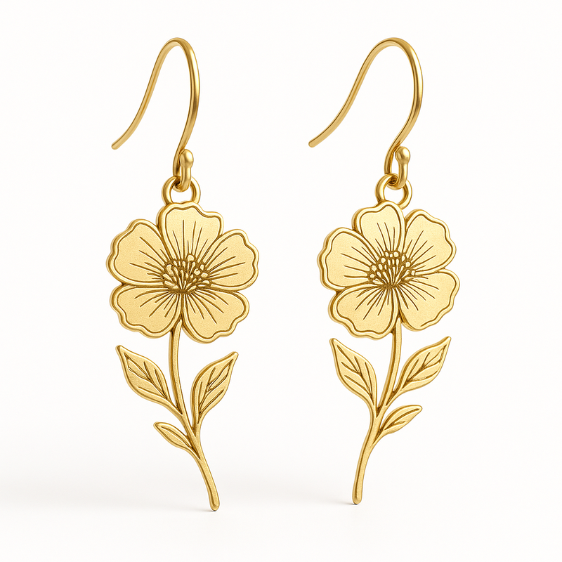 Custom Gold Birth Flower Earrings: The Future of Stainless Steel Birth Month Jewelry and Floral Drop Dangle Earrings for Wholesale Customization