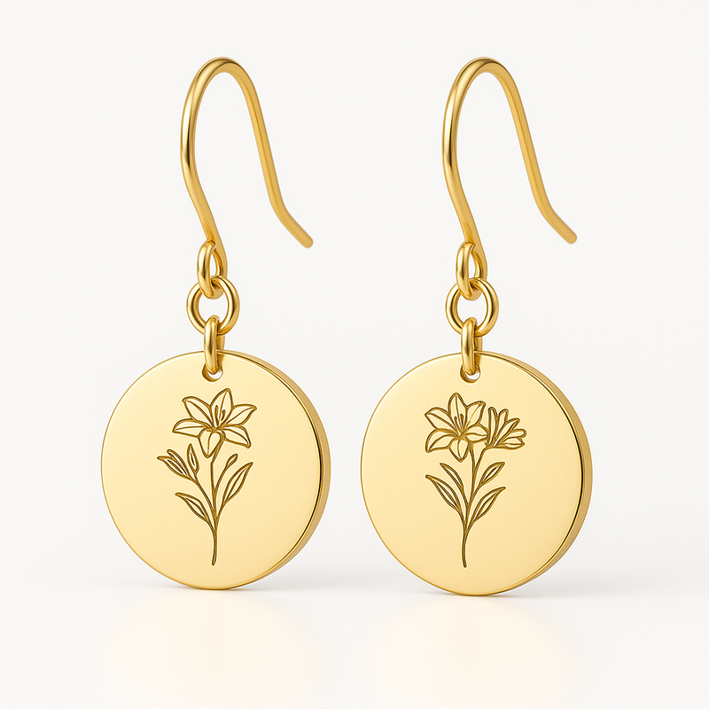 Custom Gold Stainless Steel Birth Flower Earrings: A Trend in Personalized Birth Month Floral Drop Earrings for Jewelry Brands